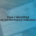 How I identified key performance indicators