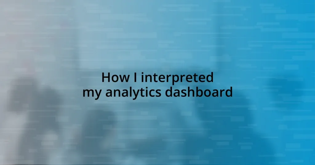 How I interpreted my analytics dashboard