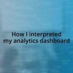 How I interpreted my analytics dashboard