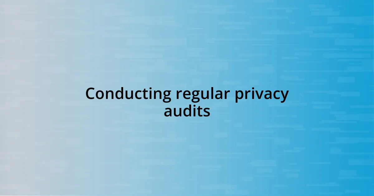 Conducting regular privacy audits