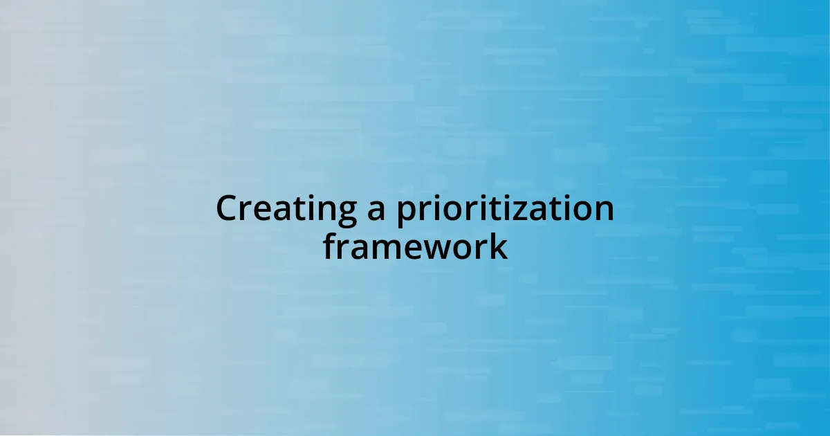 Creating a prioritization framework