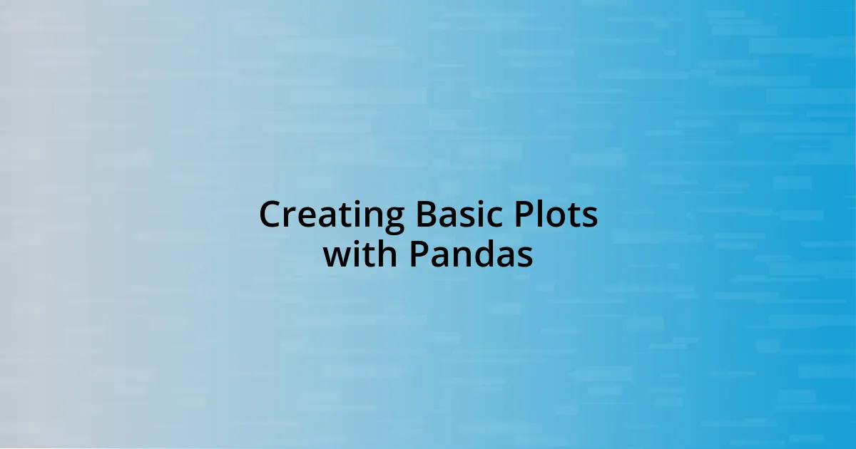 Creating Basic Plots with Pandas