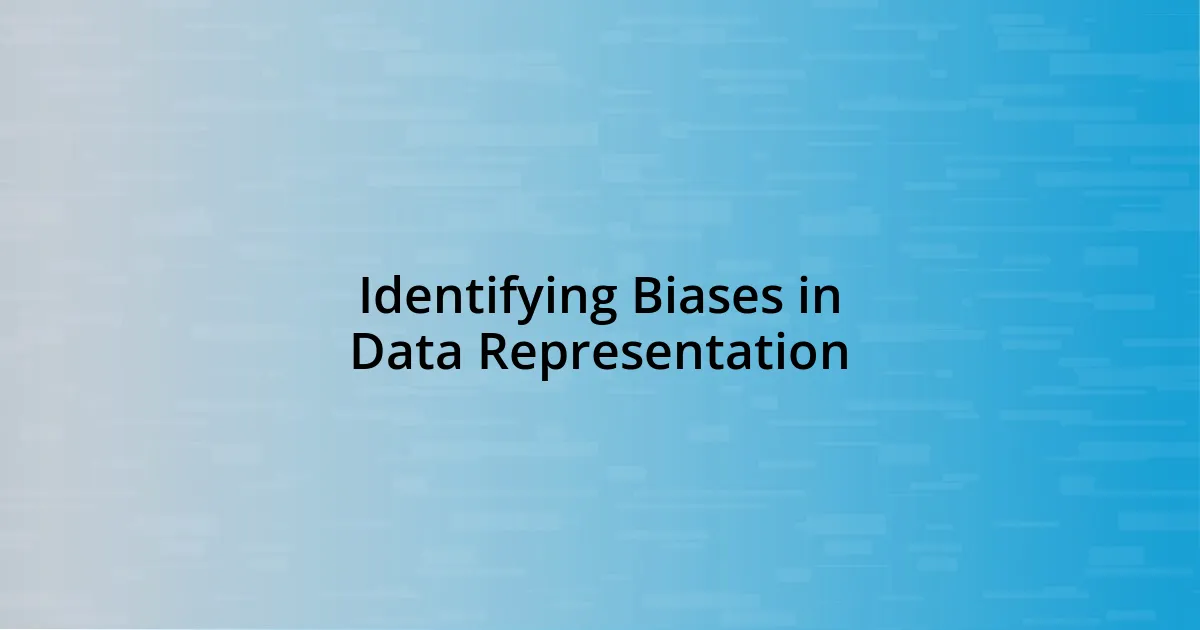 Identifying Biases in Data Representation