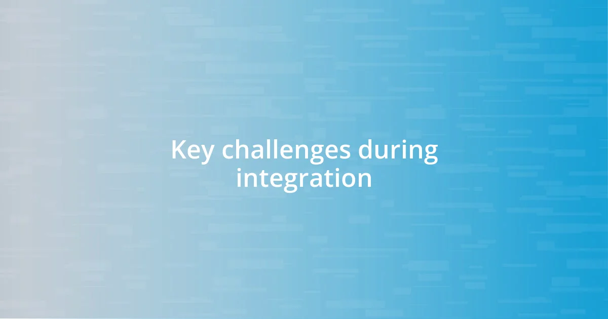 Key challenges during integration