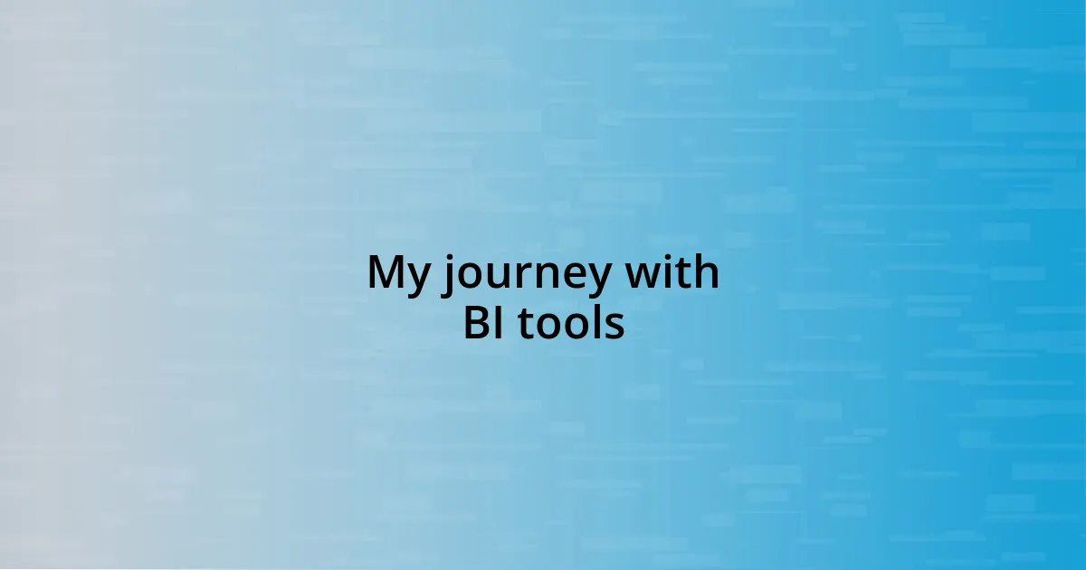 My journey with BI tools