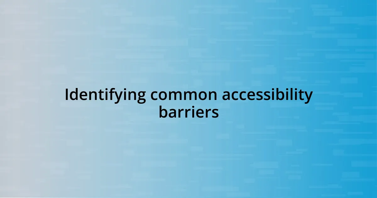 Identifying common accessibility barriers
